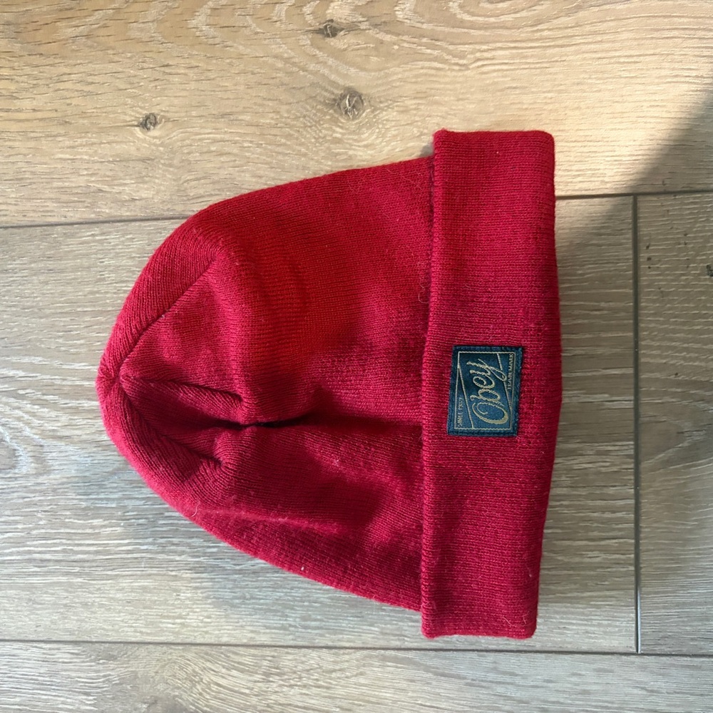 Obey Folded Cuff Red Beanie with Logo Patch